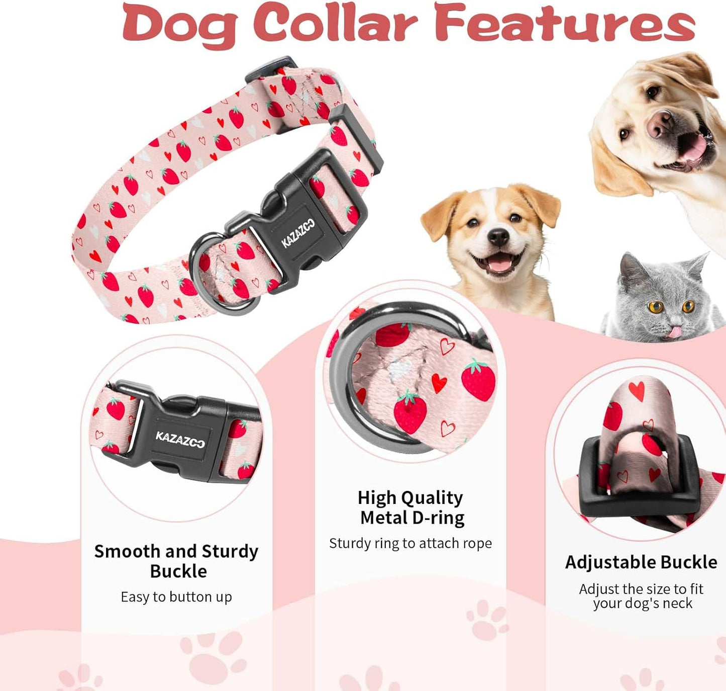 Cute Adjustable Dog Collars for Small Medium Dogs