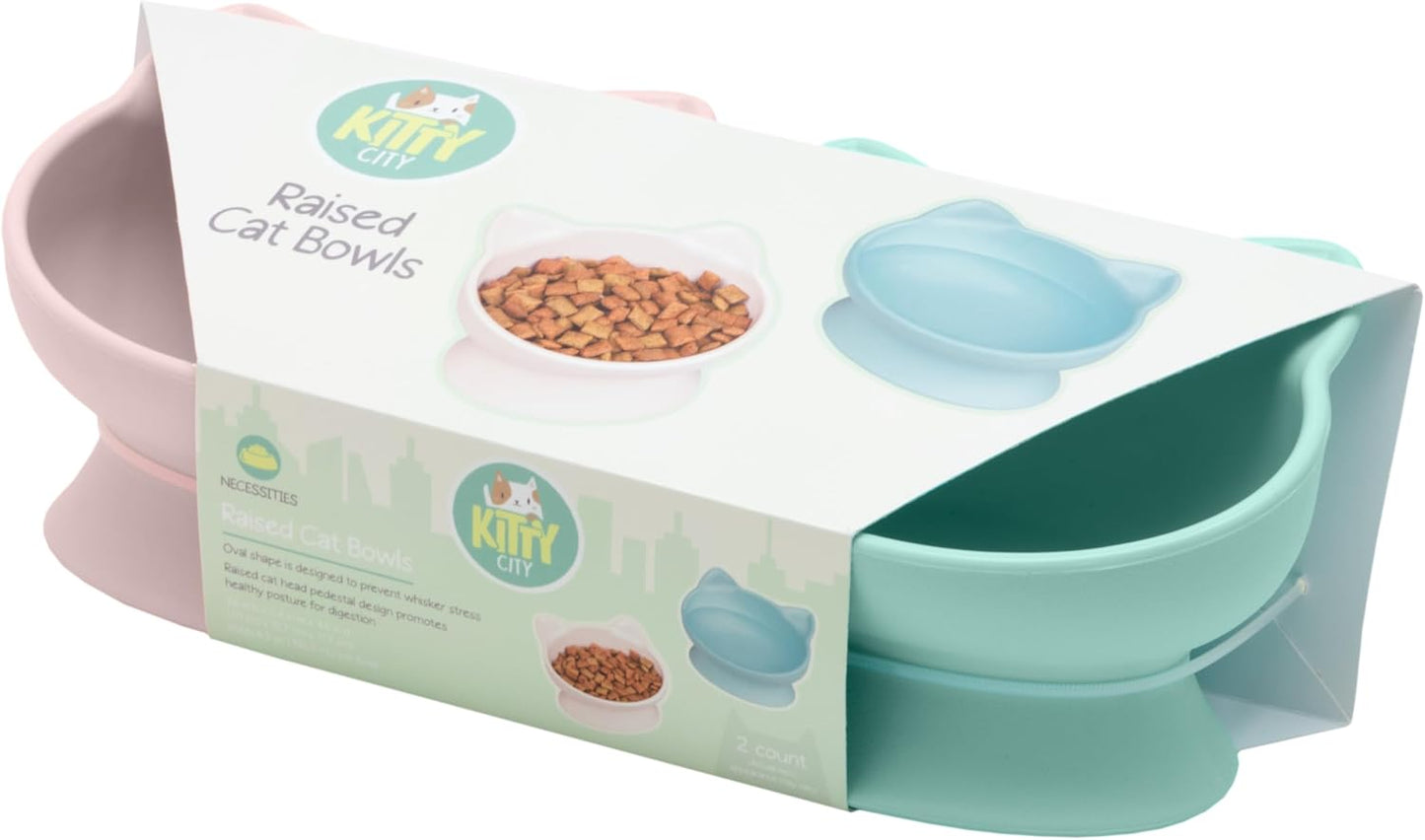 Raised Cat Ear Bowls, Small Bowls 2Pk (Pastel)