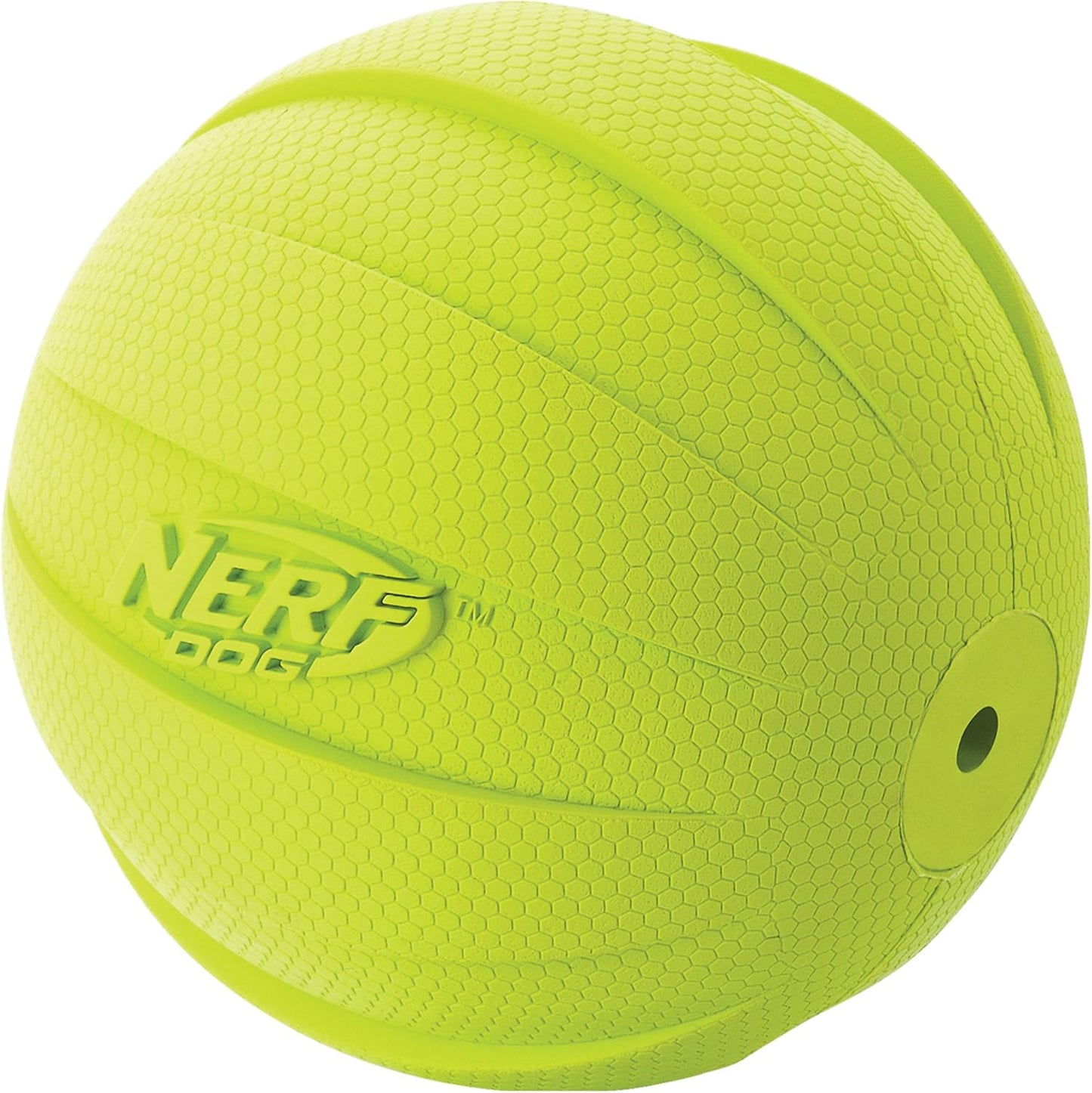 Rubber Ball Dog Toy with Squeaker, Lightweight, Durable and Water Resistant, 4 Inch Diameter for Medium/Large Breeds, Single Unit, Green