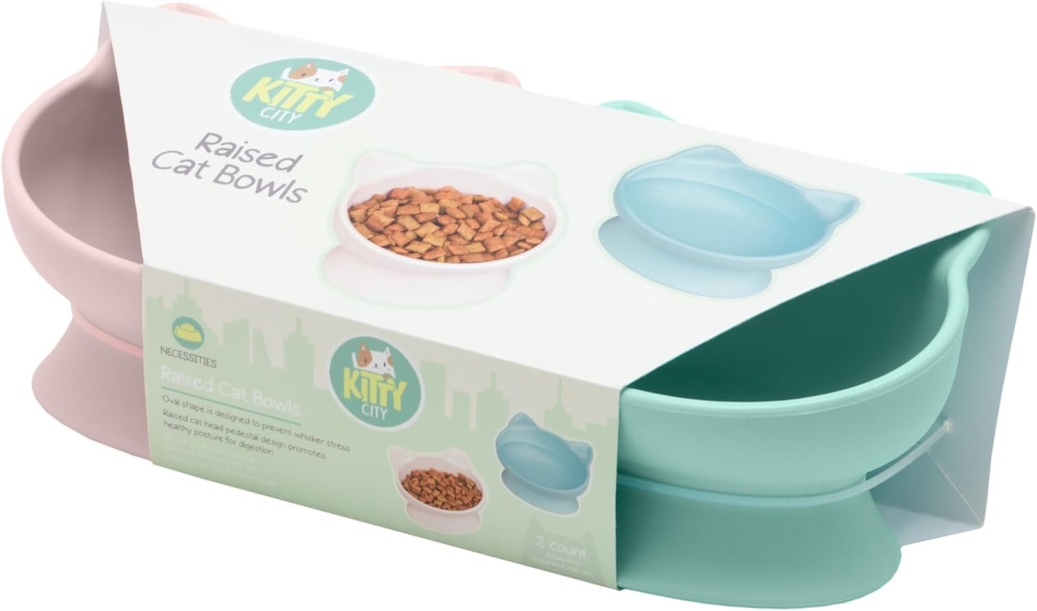 Raised Cat Ear Bowls, Small Bowls 2Pk (Pastel)