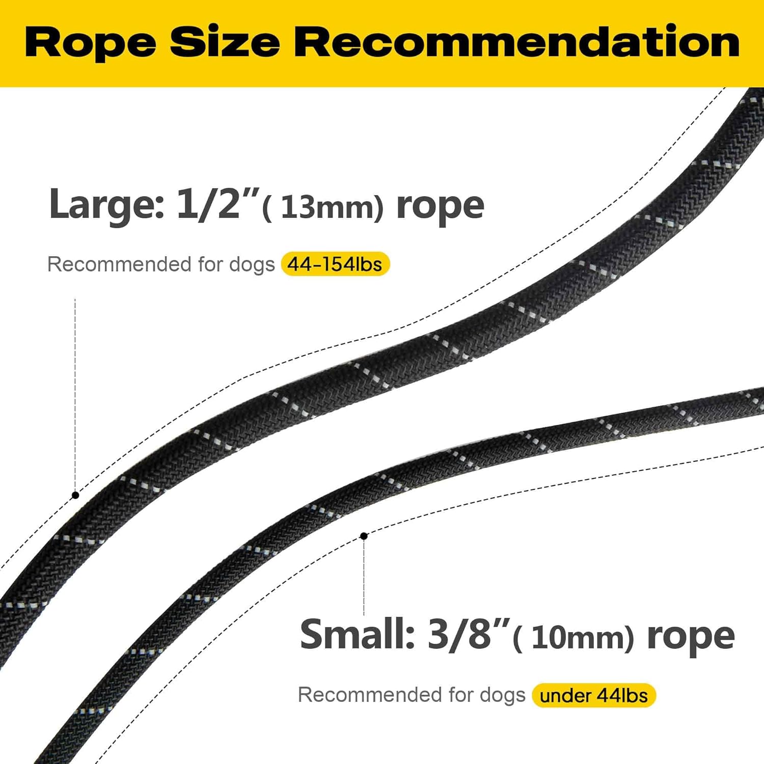 Durable Slip Lead Dog Leash, 6 FT X 1/2" Heavy Duty Dog Loop Leashes, Comfortable Strong Rope Slip Leash for Large Medium Dogs, No Pull Pet Training Lead with Highly Reflective(1/2", Black)