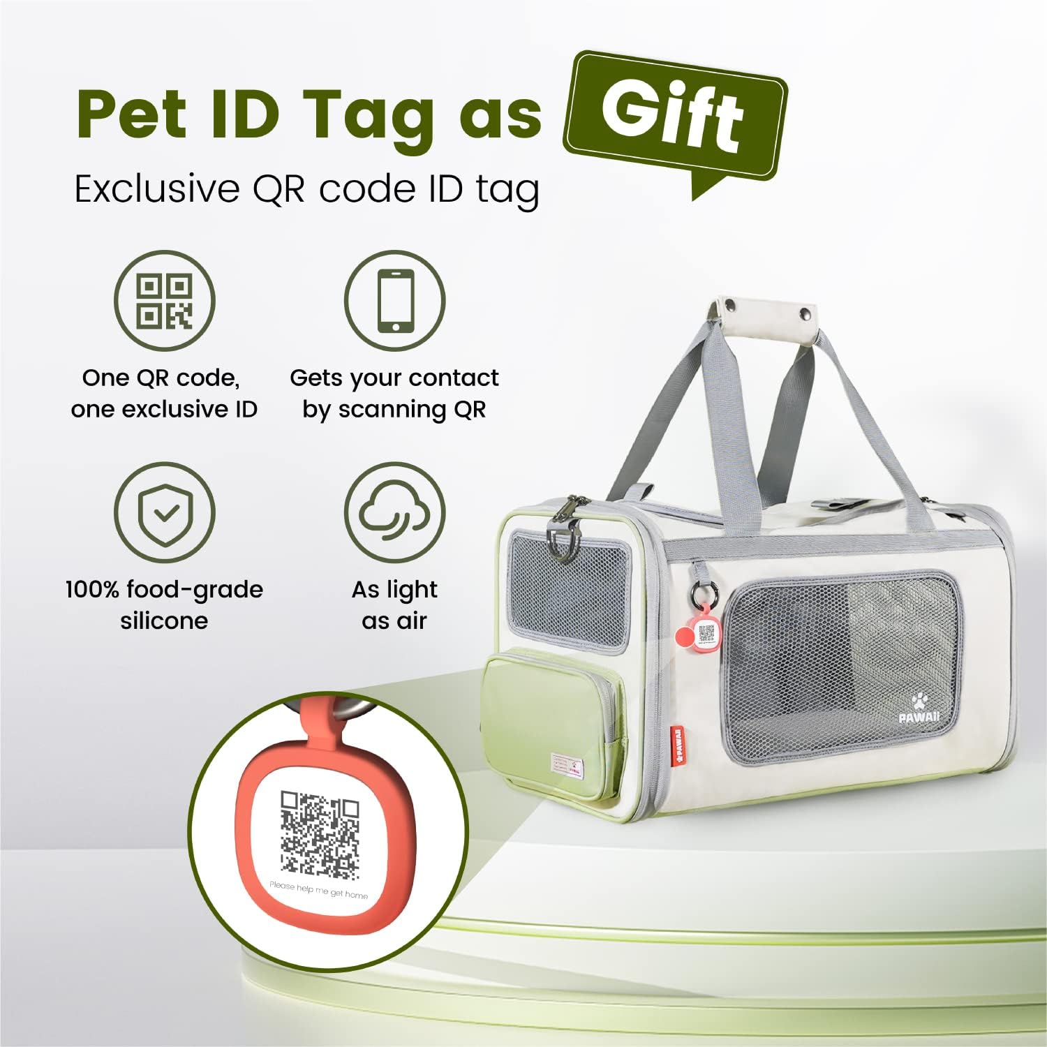 Cat Carrier with ID Tag, TSA Airline Approved Cat Carrier, Soft Sided Collapsible Pet Travel Carrier, Foldable Cat Travel Bag, Protable, Comfortable, Convenient Cat Travel Carrier