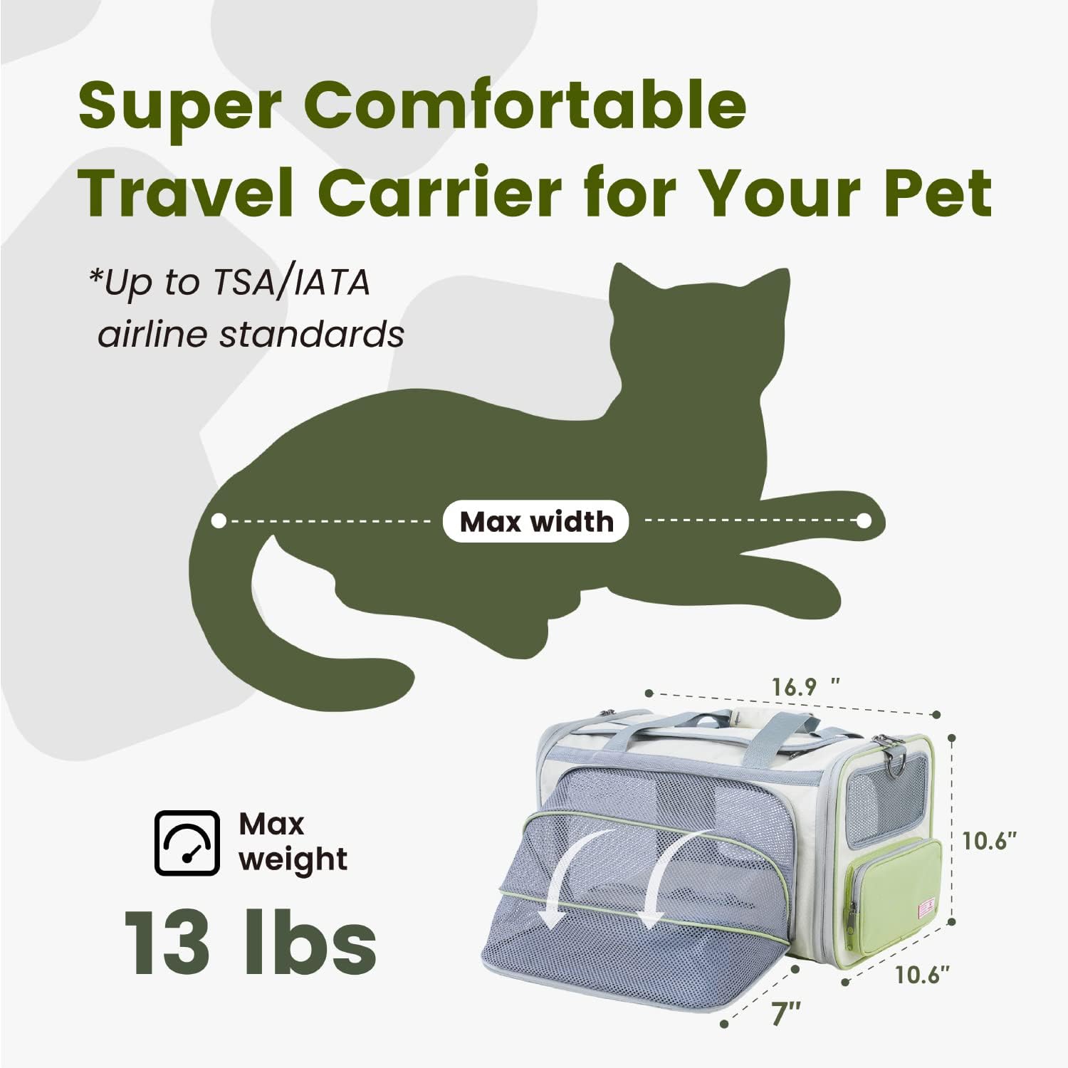 Cat Carrier with ID Tag, TSA Airline Approved Cat Carrier, Soft Sided Collapsible Pet Travel Carrier, Foldable Cat Travel Bag, Protable, Comfortable, Convenient Cat Travel Carrier