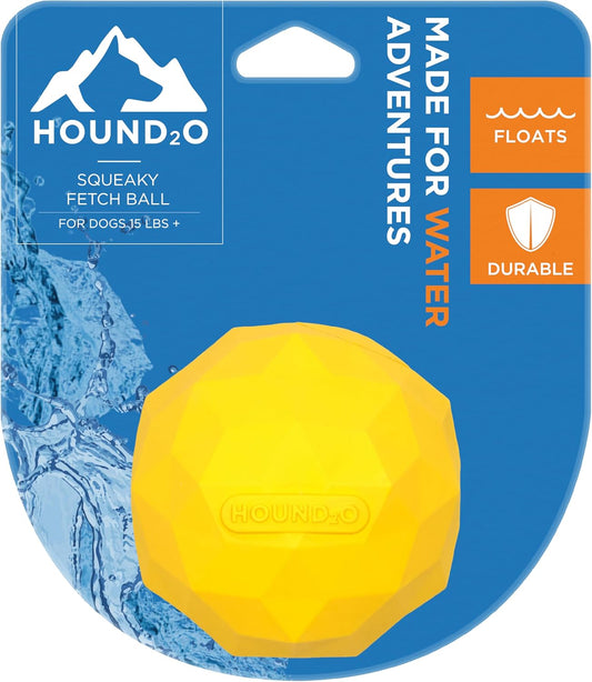 Outdoor Dog Toys | Squeaky Fetch Ball Dog Toy, Bright Yellow Color | Durable Ball Floats for Water Adventures | Made from Non-Toxic Materials