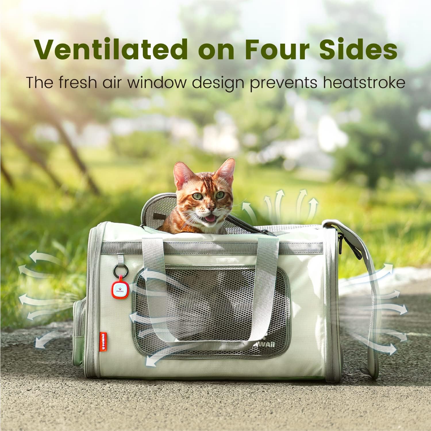 Cat Carrier with ID Tag, TSA Airline Approved Cat Carrier, Soft Sided Collapsible Pet Travel Carrier, Foldable Cat Travel Bag, Protable, Comfortable, Convenient Cat Travel Carrier