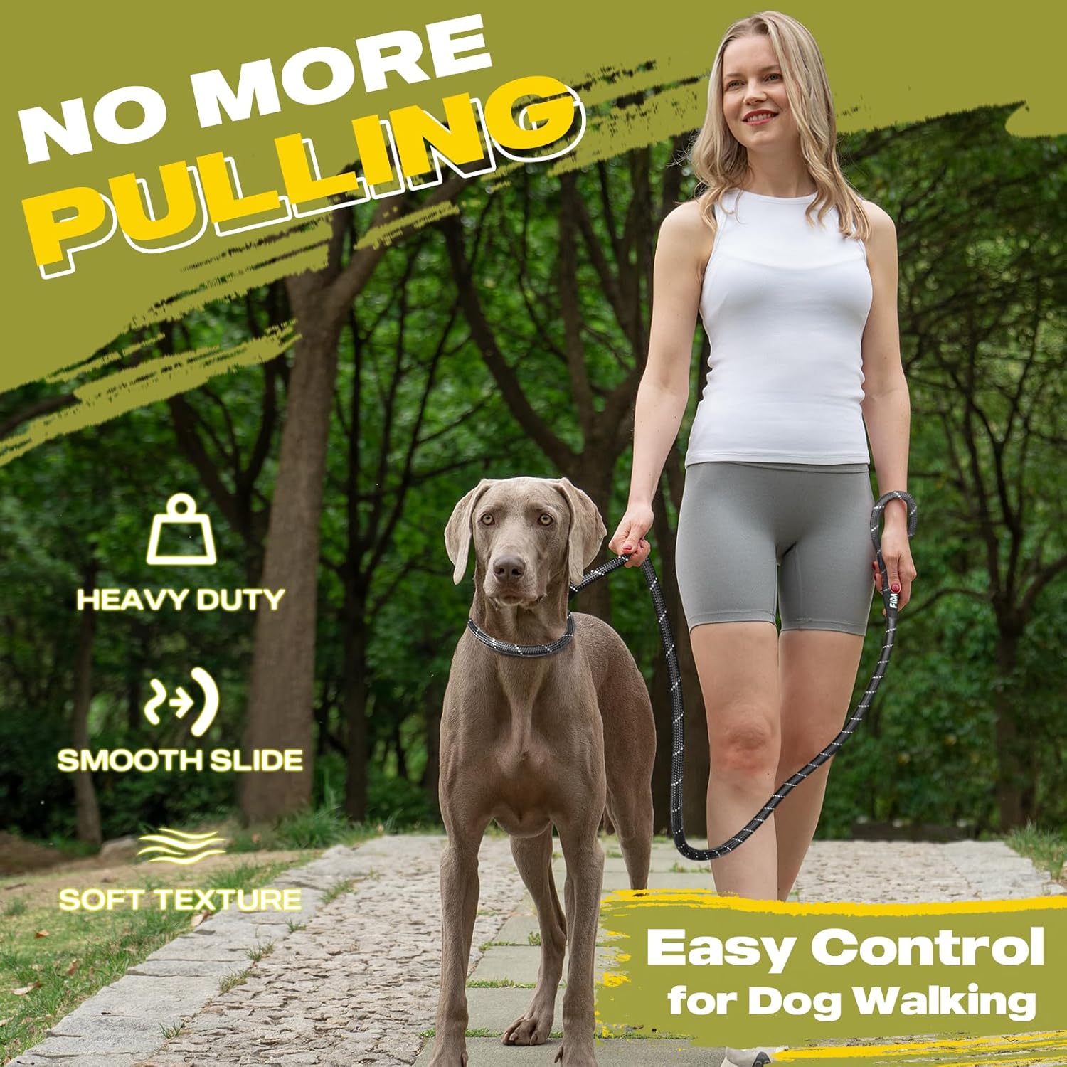 Durable Slip Lead Dog Leash, 6 FT X 1/2" Heavy Duty Dog Loop Leashes, Comfortable Strong Rope Slip Leash for Large Medium Dogs, No Pull Pet Training Lead with Highly Reflective(1/2", Black)