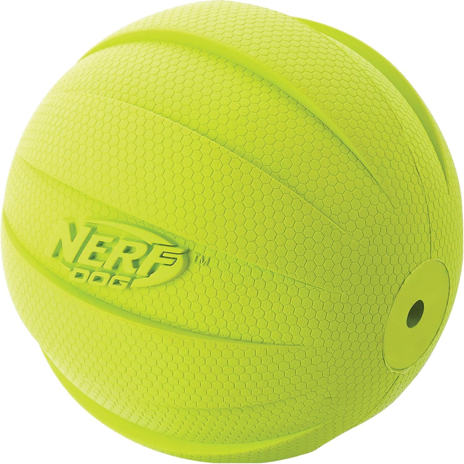 Rubber Ball Dog Toy with Squeaker, Lightweight, Durable and Water Resistant, 4 Inch Diameter for Medium/Large Breeds, Single Unit, Green