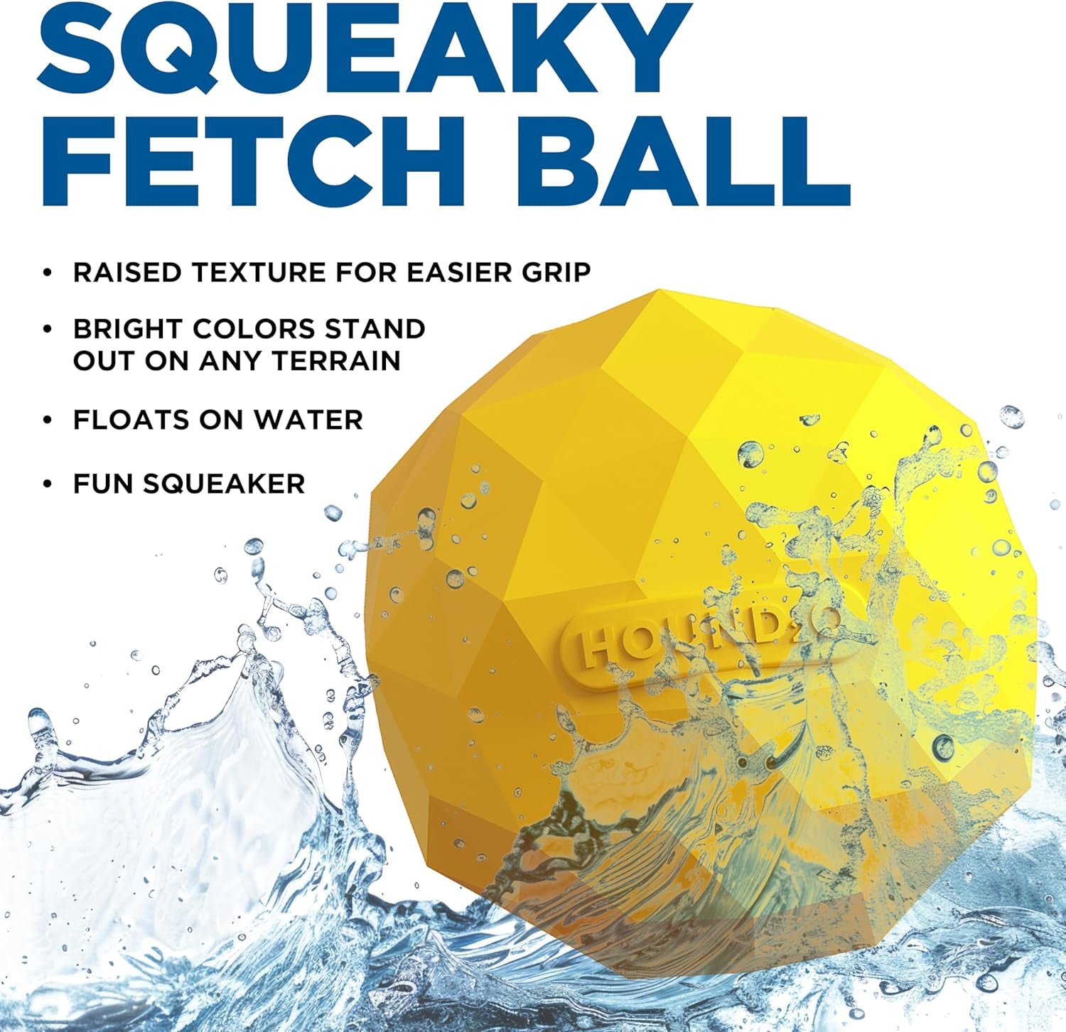 Outdoor Dog Toys | Squeaky Fetch Ball Dog Toy, Bright Yellow Color | Durable Ball Floats for Water Adventures | Made from Non-Toxic Materials