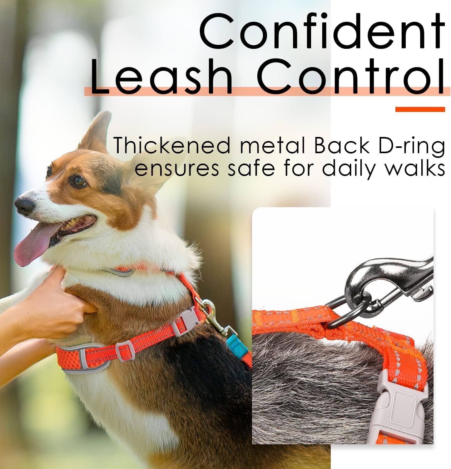 Reflective Breathable Soft Air Mesh No Pull Puppy Choke Free over Head Vest Harness for Puppy Small Medium Dogs and Cats Orange Medium