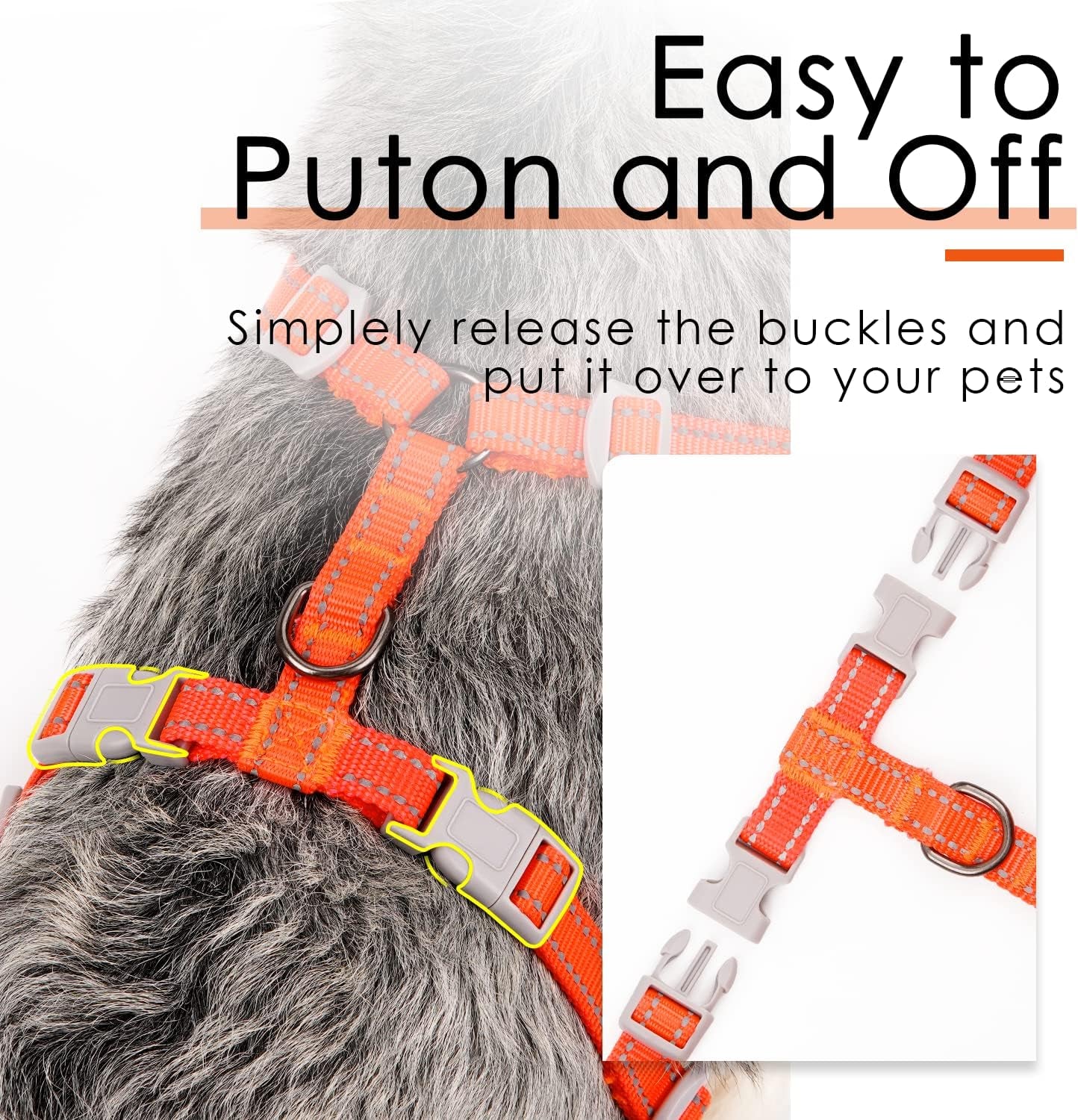 Reflective Breathable Soft Air Mesh No Pull Puppy Choke Free over Head Vest Harness for Puppy Small Medium Dogs and Cats Orange Medium