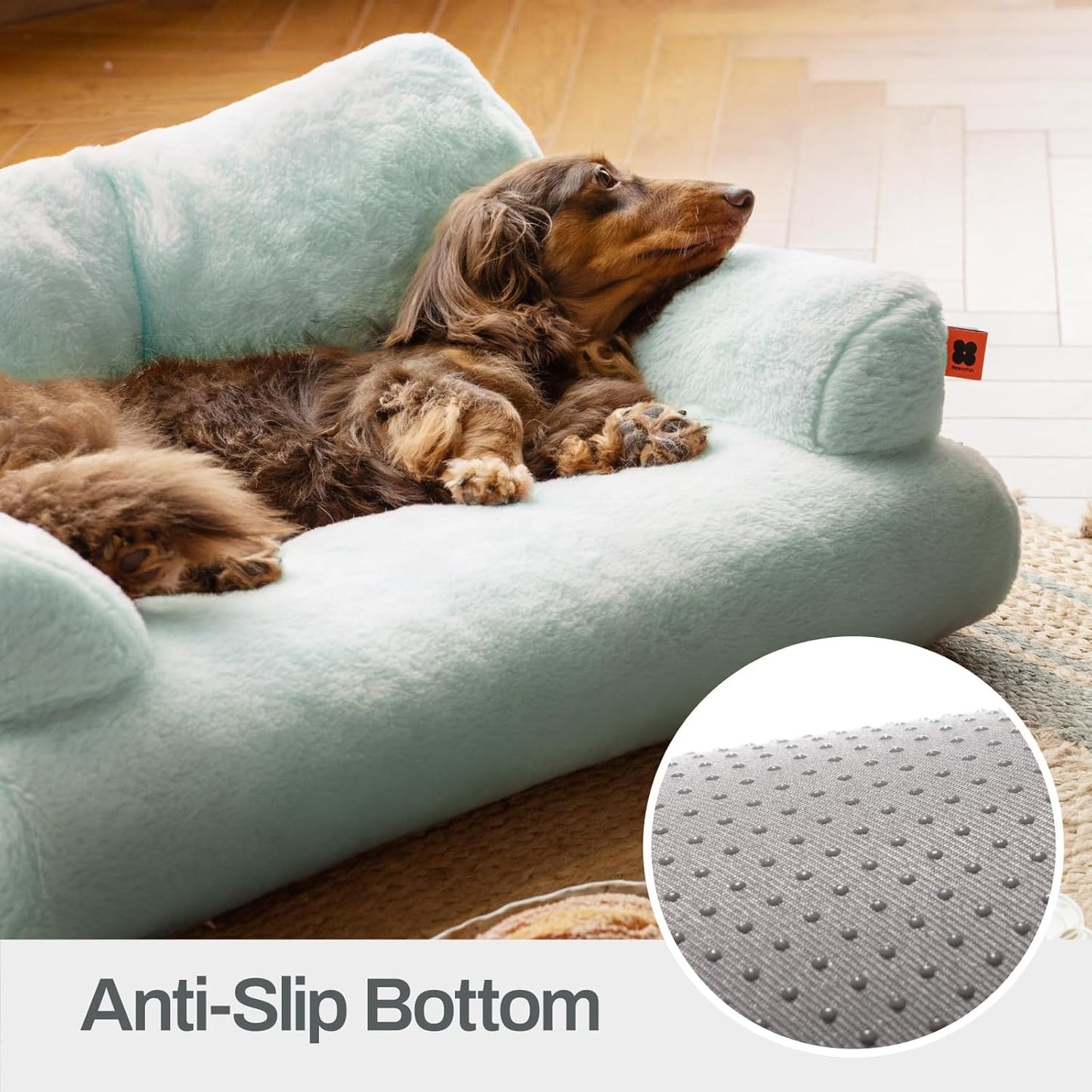 Cat Bed for Indoor Cats, Washable Dog Beds for Small Dogs & Cats, Fluffy Cat Couch with Non-Slip Bottom (Blue, 26.0" L X 19.0" W X 13.0" Th)