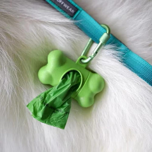 Dog Poop Pickup Bags Holder Dispenser with Standard-Sized Leak-Proof Scented Doggy Waste Bags and Carabiner with Safety Lock&Fastener Never Loose on Leash Lead Again (2 Holder 30 Bags, Green)