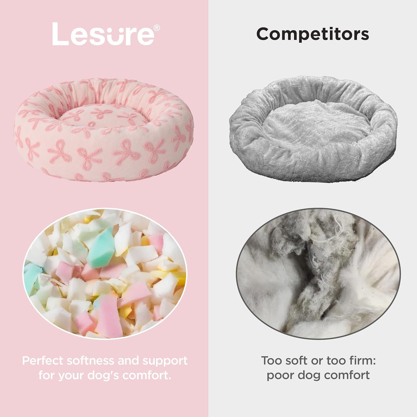 Lesure Donut Medium Dog Bed - round Cat Beds for Indoor Cats Calming Pet Beds, Cute Modern Beds with Jacquard Shaggy Plush & anti Slip Bottom, 30 Inch, Pink Taffy