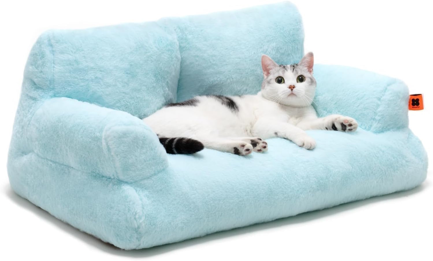 Cat Bed for Indoor Cats, Washable Dog Beds for Small Dogs & Cats, Fluffy Cat Couch with Non-Slip Bottom (Blue, 26.0" L X 19.0" W X 13.0" Th)